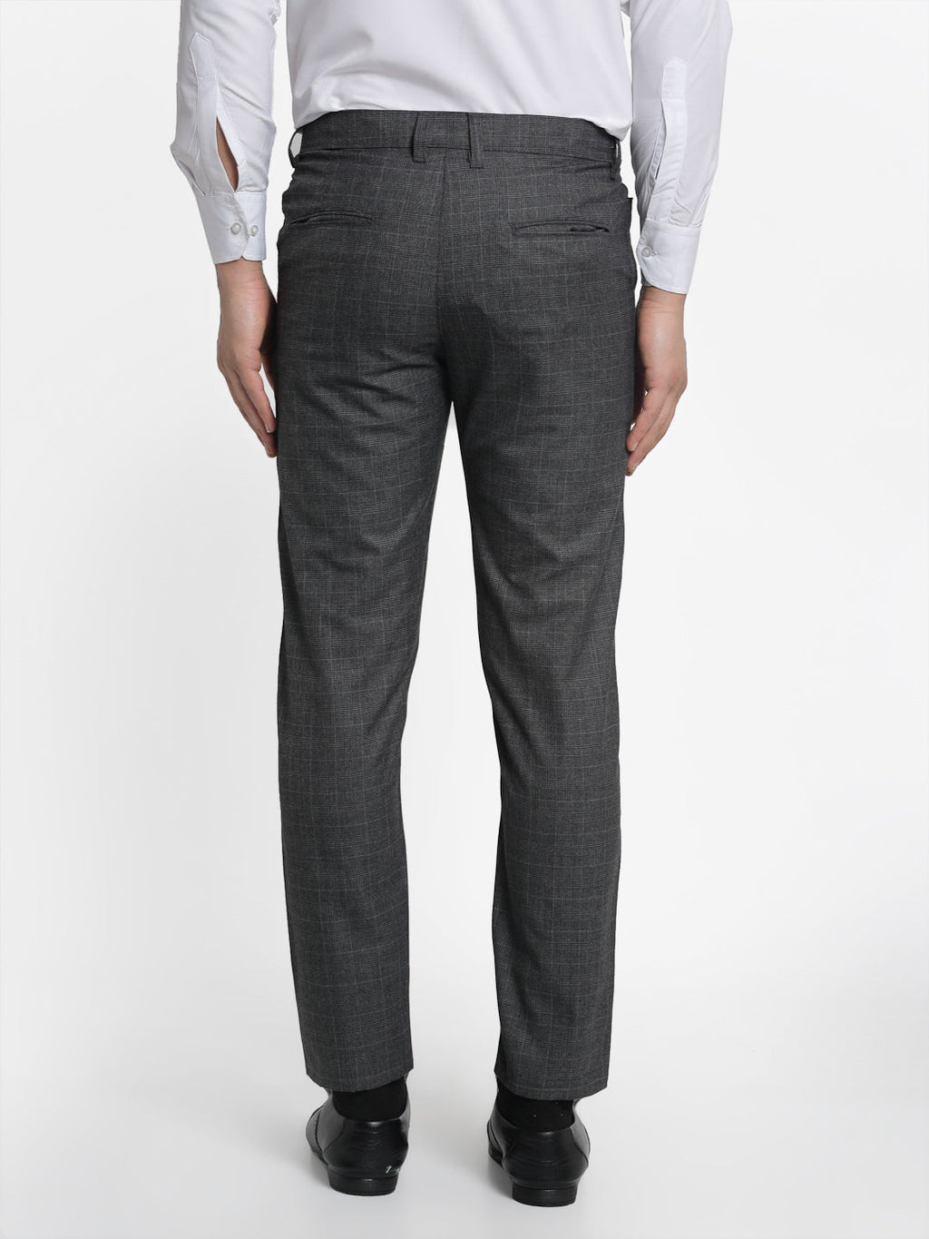 Jainish Men's Charcoal Checked Formal Trousers ( FGP 266Charcoal ) | Grocsy