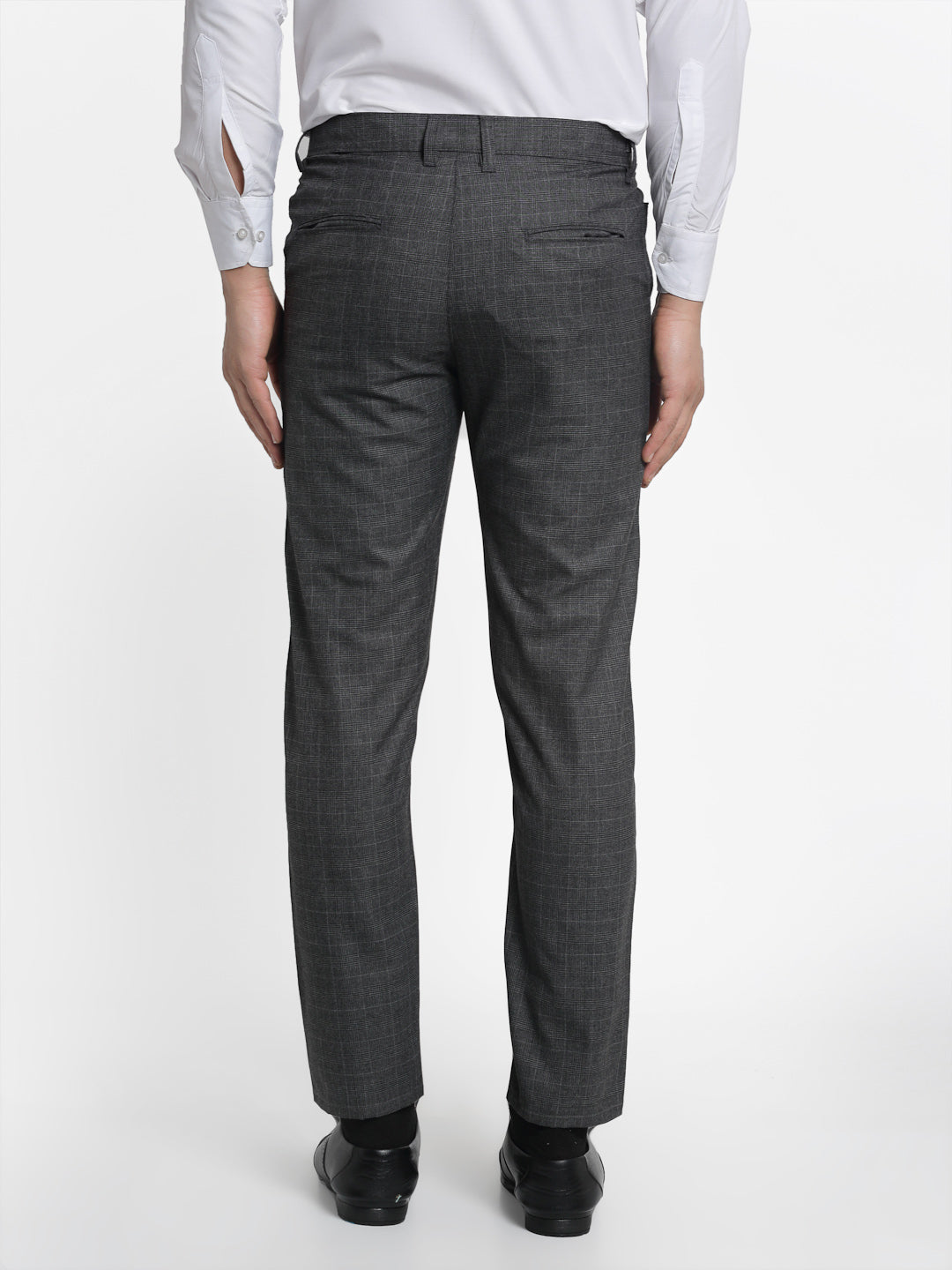 Jainish Men's Charcoal Checked Formal Trousers ( FGP 266Charcoal ) | Grocsy
