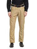 Jainish Men's Beige Cotton Checked Formal Trousers ( FGP 267Beige ) | Grocsy