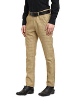 Jainish Men's Beige Cotton Checked Formal Trousers ( FGP 267Beige ) | Grocsy