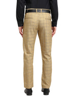 Jainish Men's Beige Cotton Checked Formal Trousers ( FGP 267Beige ) | Grocsy