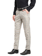 Jainish Men's Blue Cotton Checked Formal Trousers ( FGP 267Blue ) | Grocsy