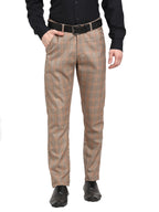 Jainish Men's Brown Cotton Checked Formal Trousers ( FGP 267Brown ) | Grocsy