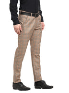 Jainish Men's Brown Cotton Checked Formal Trousers ( FGP 267Brown ) | Grocsy