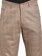 Jainish Men's Brown Cotton Checked Formal Trousers ( FGP 267Brown ) | Grocsy