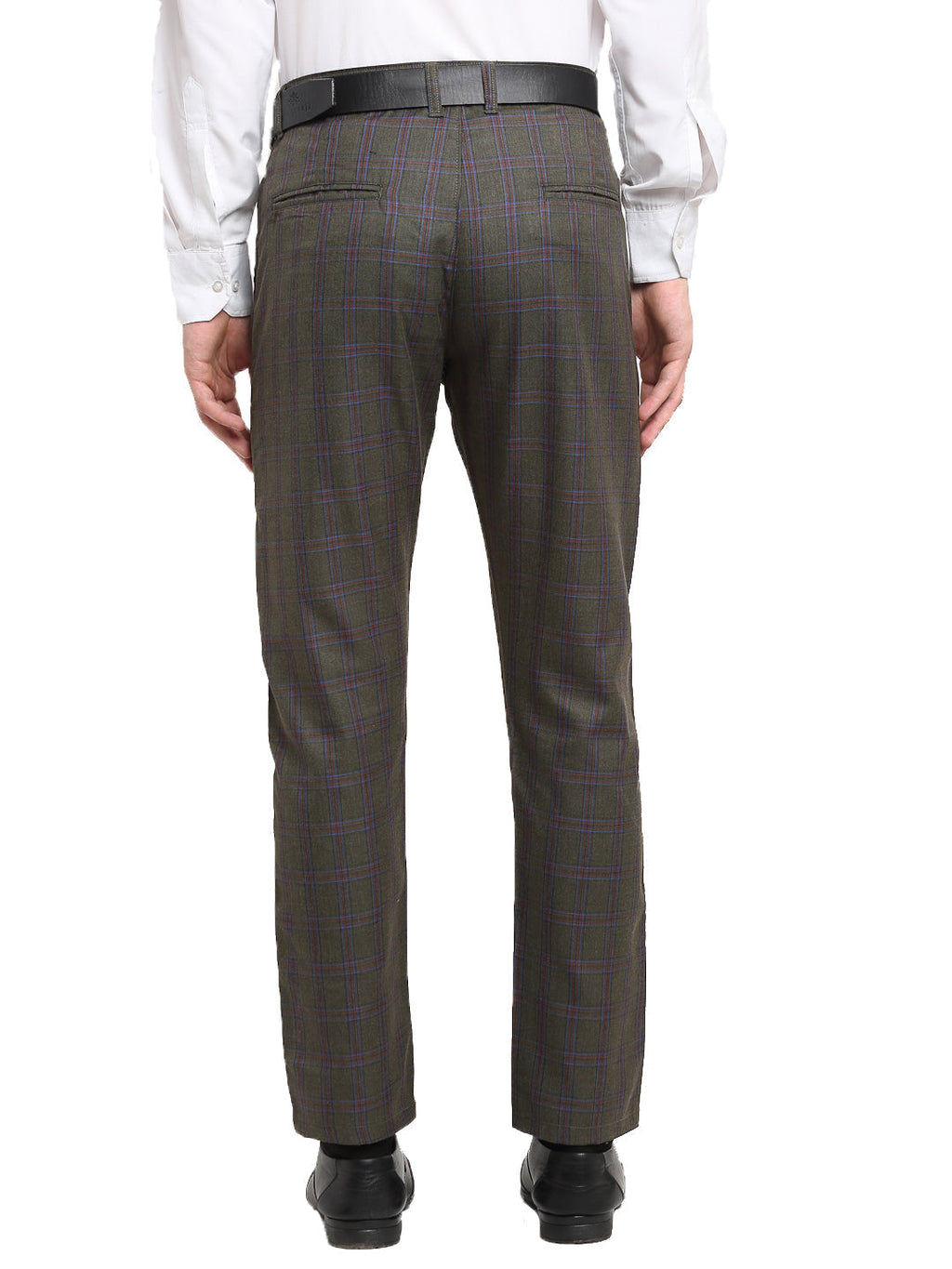 Jainish Men's Black Cotton Checked Formal Trousers ( FGP 267Charcoal ) | Grocsy