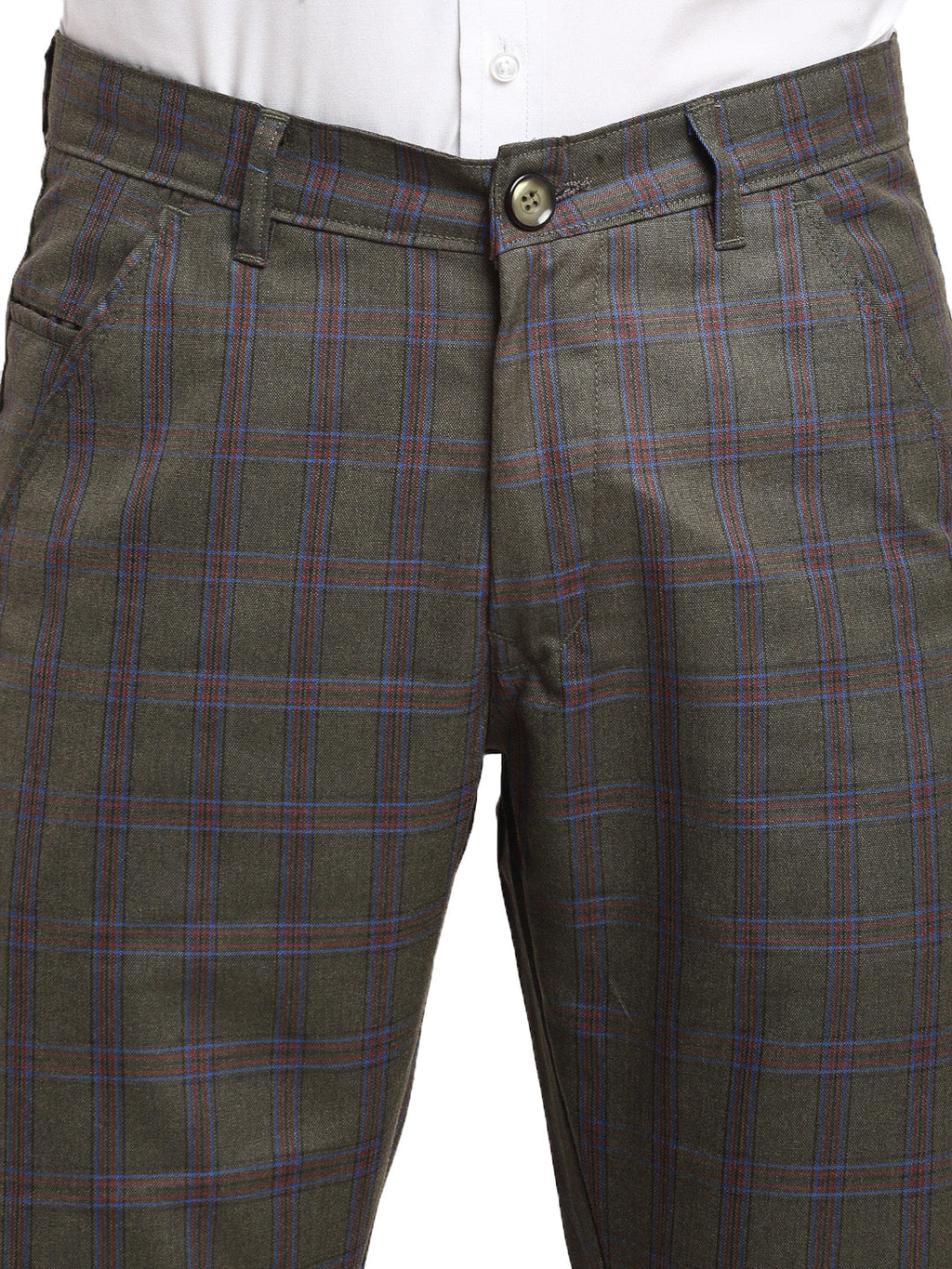 Jainish Men's Black Cotton Checked Formal Trousers ( FGP 267Charcoal ) | Grocsy
