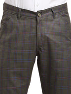 Jainish Men's Black Cotton Checked Formal Trousers ( FGP 267Charcoal ) | Grocsy