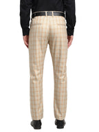 Jainish Men's Cream Cotton Checked Formal Trousers ( FGP 267Cream ) | Grocsy