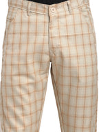 Jainish Men's Cream Cotton Checked Formal Trousers ( FGP 267Cream ) | Grocsy