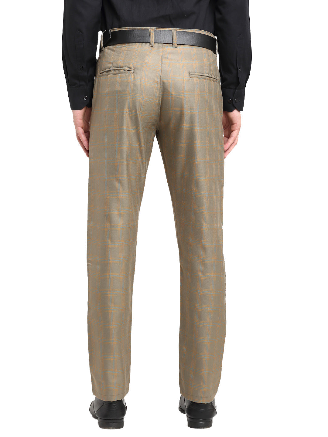 Jainish Men's Brown Cotton Checked Formal Trousers ( FGP 267Dark-Brown ) | Grocsy