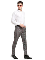 Jainish Men's Grey Cotton Checked Formal Trousers ( FGP 267Grey ) | Grocsy