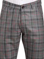 Jainish Men's Grey Cotton Checked Formal Trousers ( FGP 267Grey ) | Grocsy