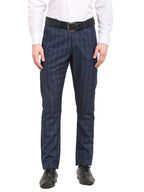 Jainish Men's Navy Blue Cotton Checked Formal Trousers ( FGP 267Navy ) | Grocsy
