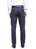 Jainish Men's Navy Blue Cotton Checked Formal Trousers ( FGP 267Navy ) | Grocsy