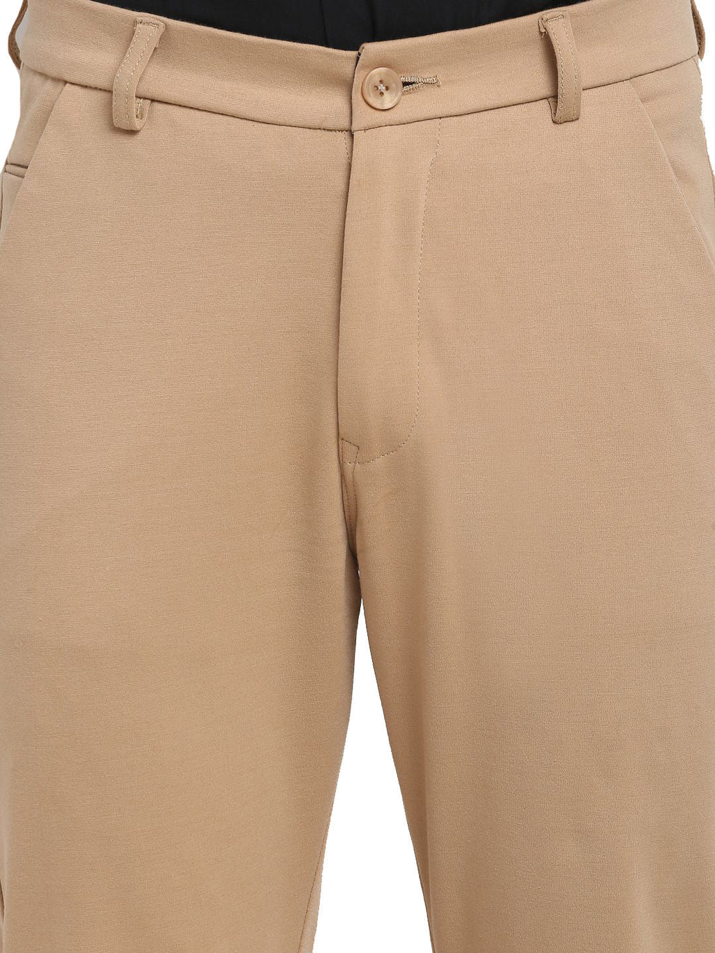 Jainish Men's Beige 4-Way Lycra Tapered Fit Trousers ( FGP 269Beige ) | Grocsy
