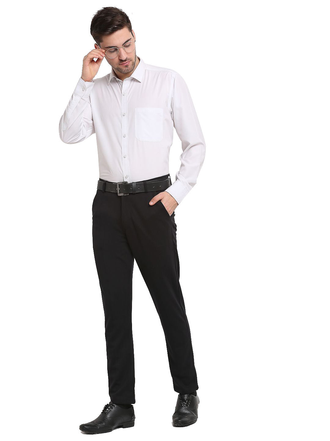 Jainish Men's Black 4-Way Lycra Tapered Fit Trousers ( FGP 269Black ) | Grocsy