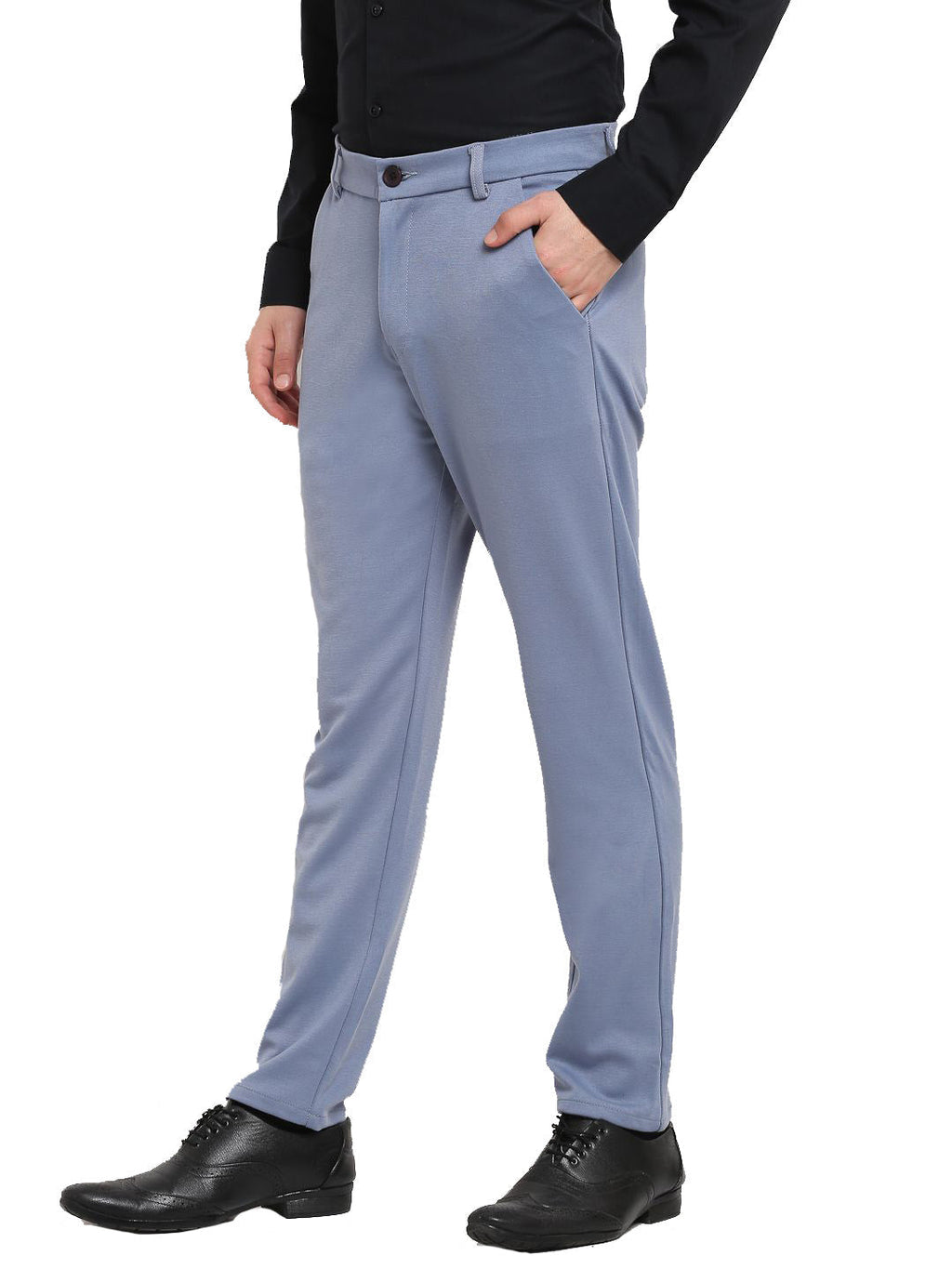 Jainish Men's Grey 4-Way Lycra Tapered Fit Trousers ( FGP 269Grey ) | Grocsy