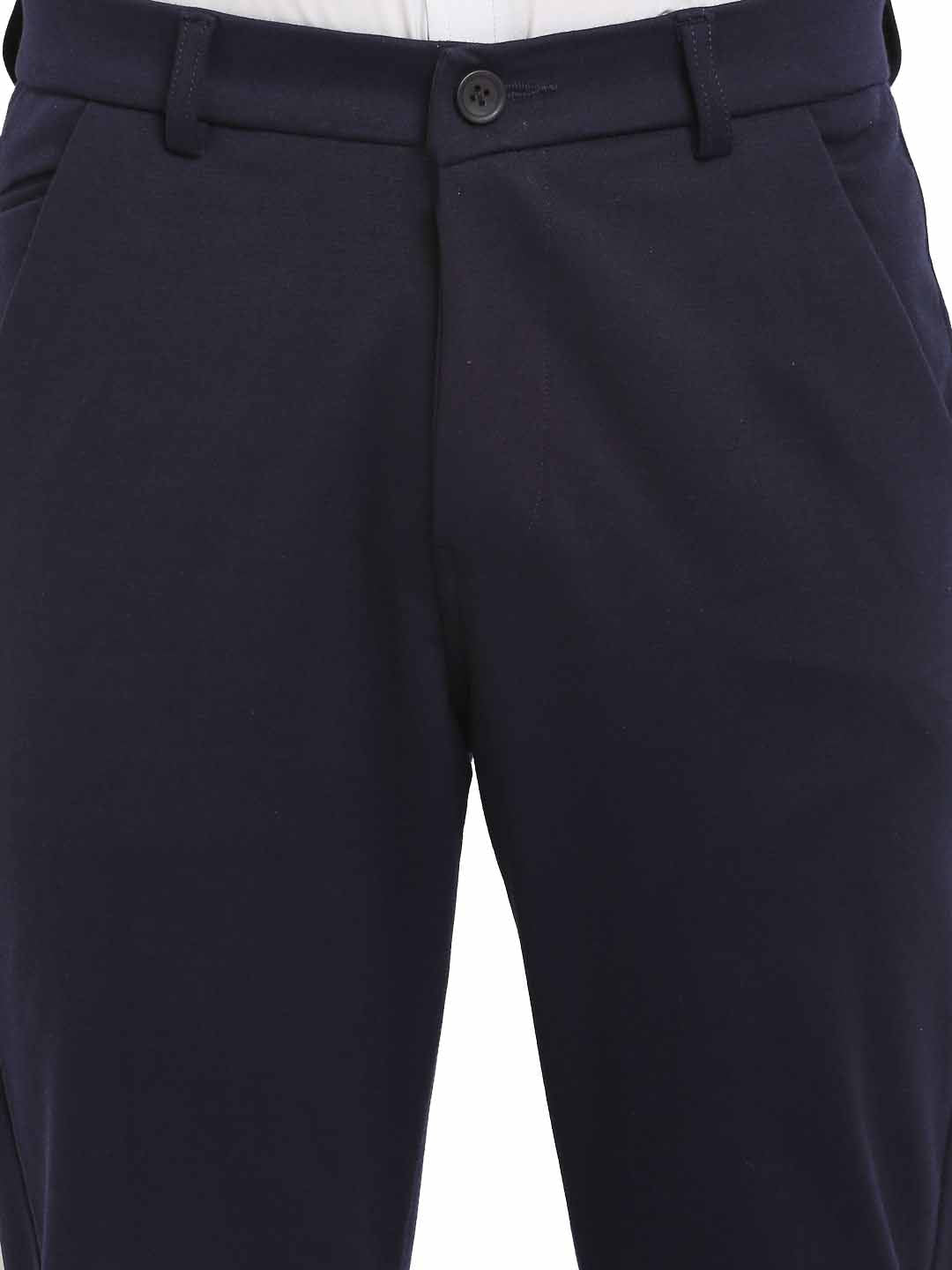 Jainish Men's Navy Blue 4-Way Lycra Tapered Fit Trousers ( FGP 269Navy ) | Grocsy