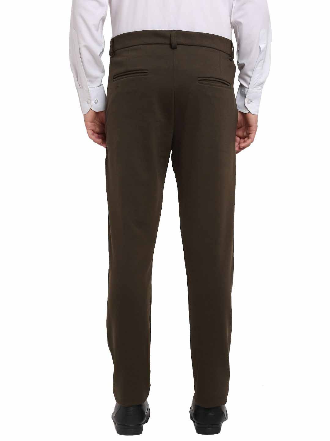 Jainish Men's Olive 4-Way Lycra Tapered Fit Trousers ( FGP 269Olive ) | Grocsy