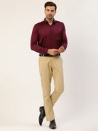 Jainish Men's Beige Checked Formal Trousers ( FGP 270 Beige ) | Grocsy