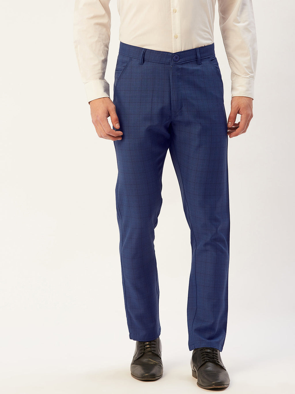 Jainish Men's Blue Checked Formal Trousers ( FGP 270 Blue ) | Grocsy