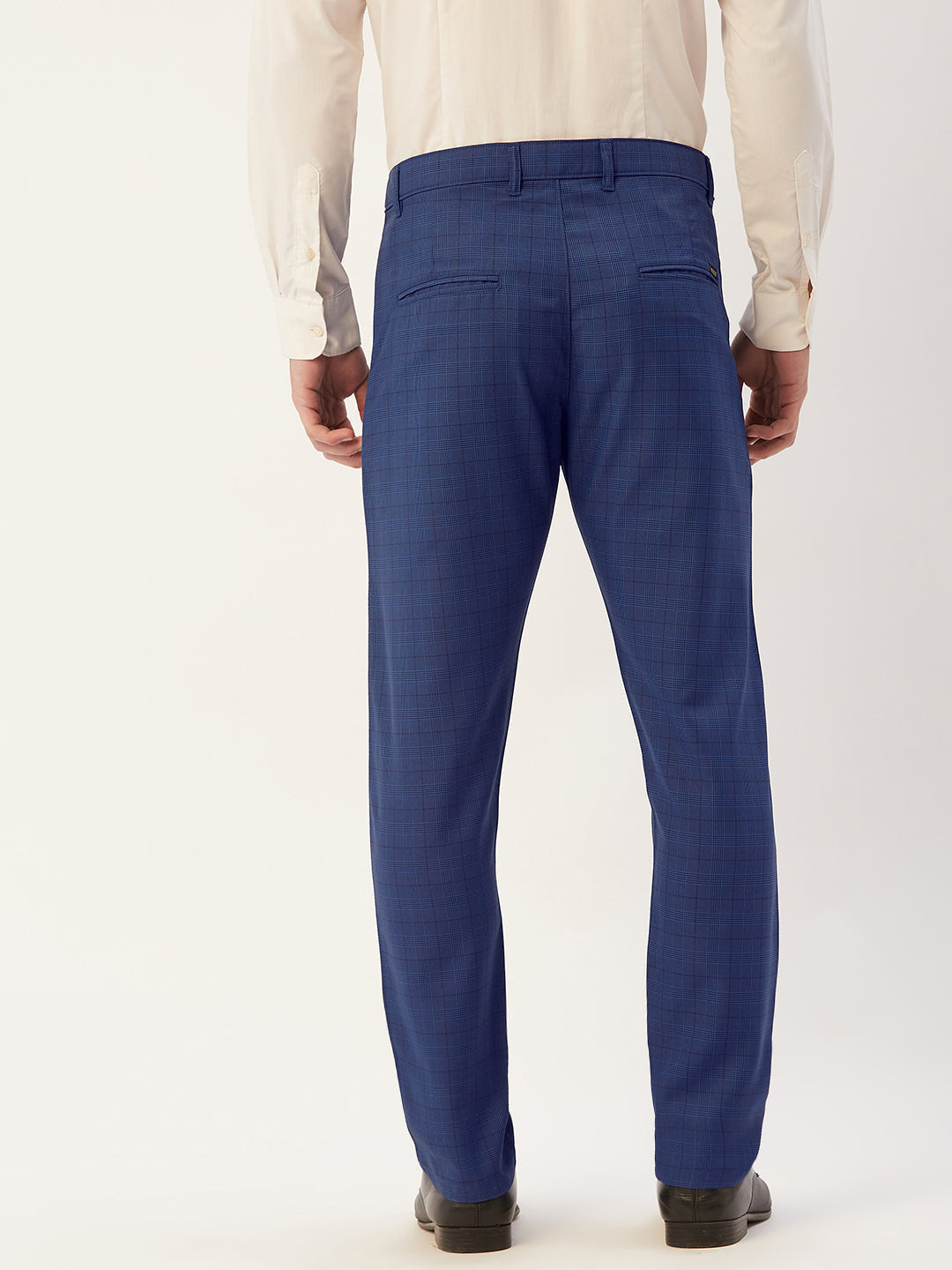Jainish Men's Blue Checked Formal Trousers ( FGP 270 Blue ) | Grocsy