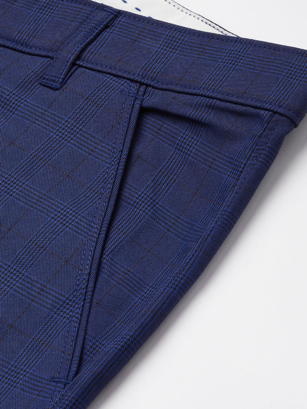 Jainish Men's Blue Checked Formal Trousers ( FGP 270 Blue ) | Grocsy