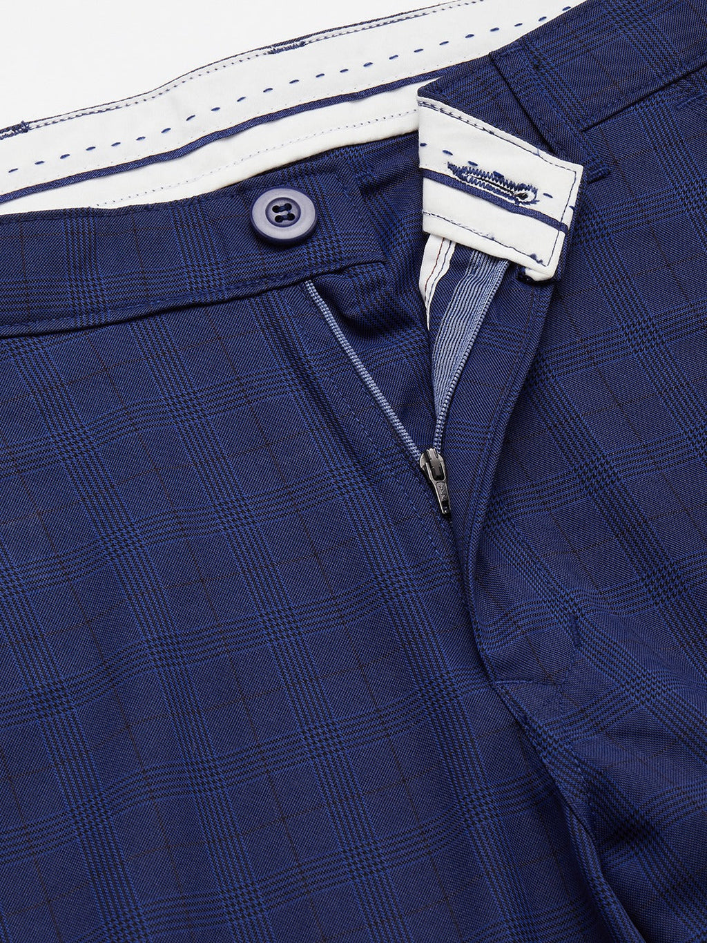 Jainish Men's Blue Checked Formal Trousers ( FGP 270 Blue ) | Grocsy