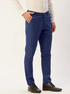 Jainish Men's Blue Checked Formal Trousers ( FGP 270 Blue ) | Grocsy