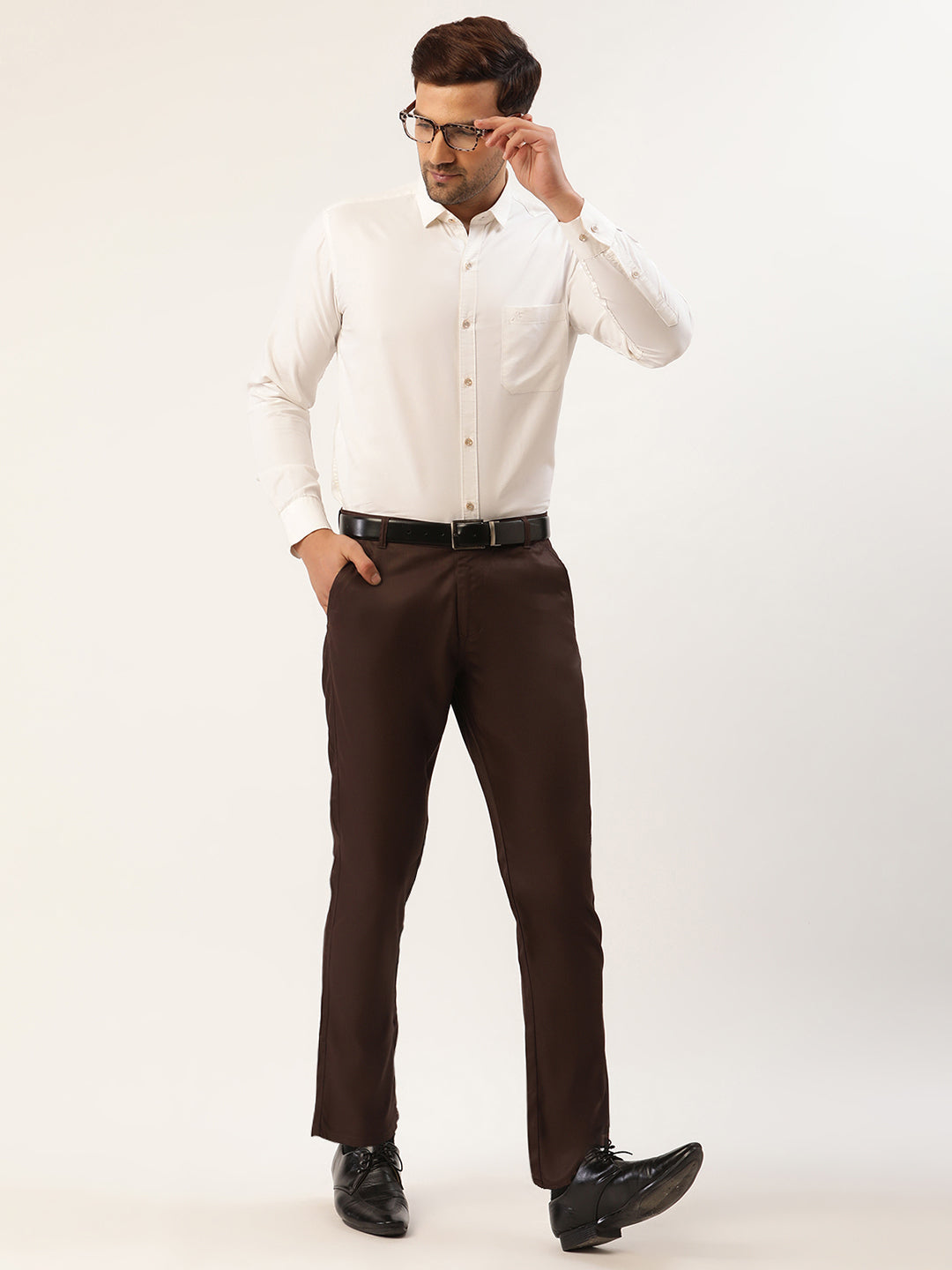 Jainish Men's Coffee Checked Formal Trousers ( FGP 270 Coffee ) | Grocsy
