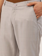 Jainish Men's Grey Checked Formal Trousers ( FGP 270 Grey ) | Grocsy