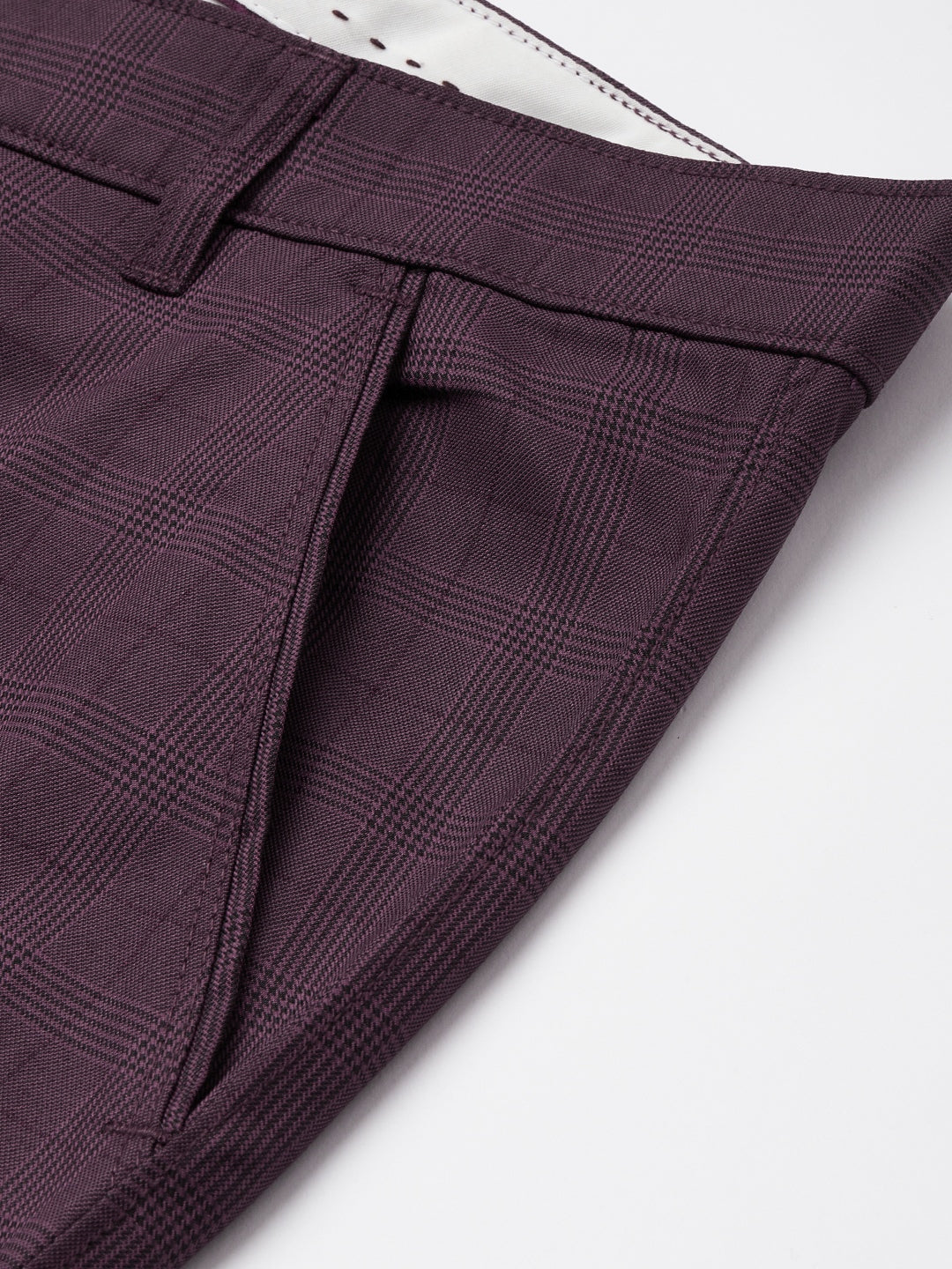 Jainish Men's Maroon Checked Formal Trousers ( FGP 270 Maroon ) | Grocsy