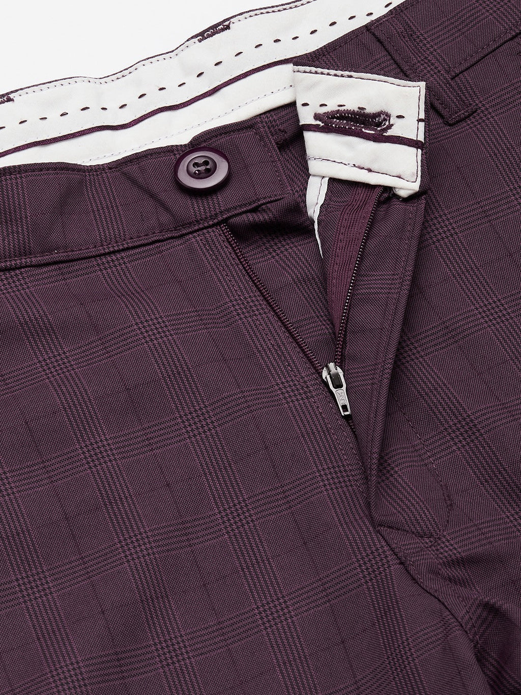Jainish Men's Maroon Checked Formal Trousers ( FGP 270 Maroon ) | Grocsy