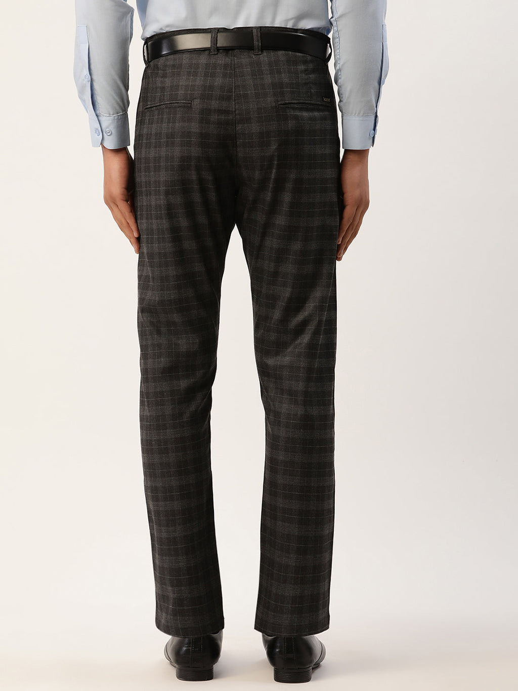 Jainish Men's Black Tartan Checked Formal Trousers ( FGP 271 Black ) | Grocsy