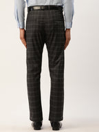 Jainish Men's Black Tartan Checked Formal Trousers ( FGP 271 Black ) | Grocsy