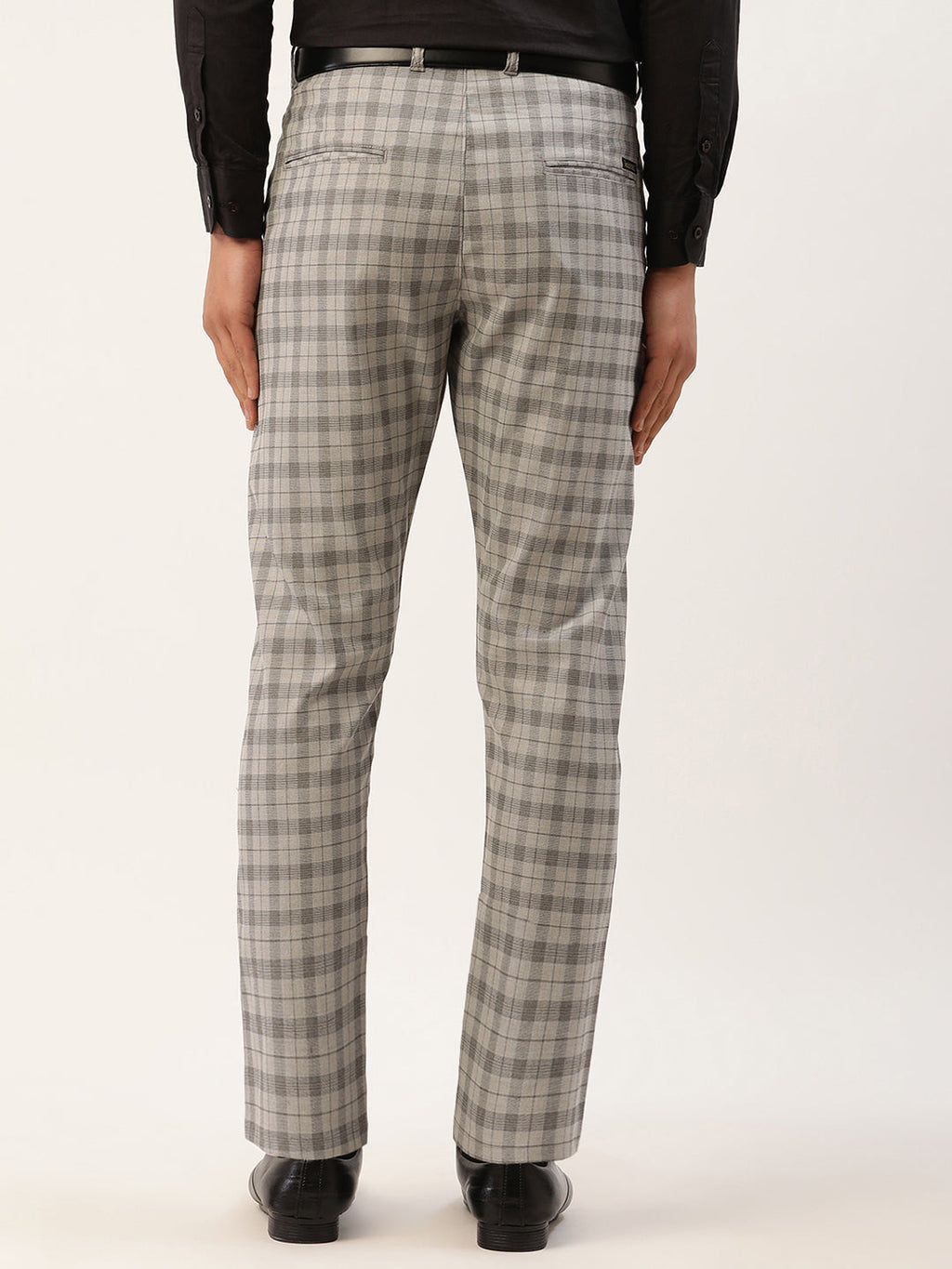 Jainish Men's Grey Tartan Checked Formal Trousers ( FGP 271 Grey ) | Grocsy