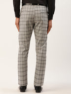 Jainish Men's Grey Tartan Checked Formal Trousers ( FGP 271 Grey ) | Grocsy
