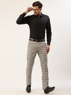 Jainish Men's Grey Tartan Checked Formal Trousers ( FGP 271 Grey ) | Grocsy