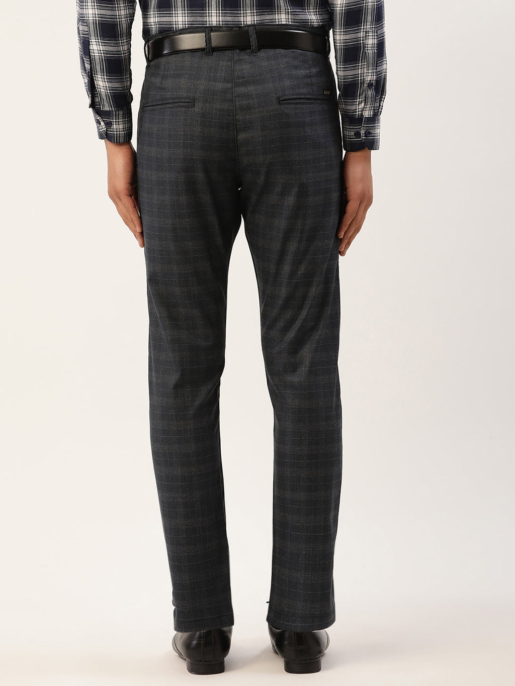 Jainish Men's Black Window Checked Formal Trousers ( FGP 272 Black ) | Grocsy