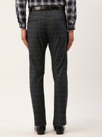 Jainish Men's Black Window Checked Formal Trousers ( FGP 272 Black ) | Grocsy