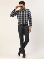 Jainish Men's Black Window Checked Formal Trousers ( FGP 272 Black ) | Grocsy