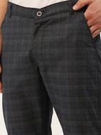 Jainish Men's Black Window Checked Formal Trousers ( FGP 272 Black ) | Grocsy