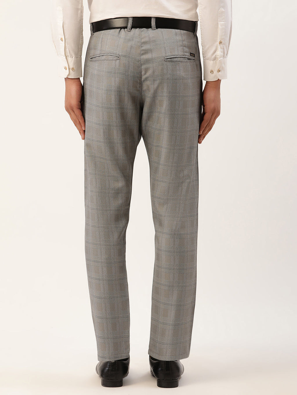 Jainish Men's Grey Window Checked Formal Trousers ( FGP 272 Grey ) | Grocsy