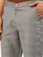 Jainish Men's Grey Window Checked Formal Trousers ( FGP 272 Grey ) | Grocsy