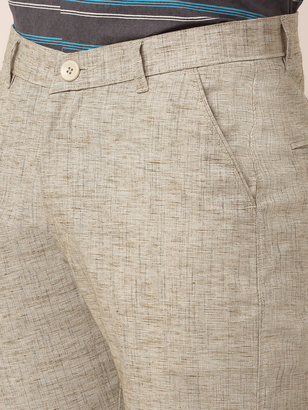 Jainish Men's Beige Linan Cotton Formal Trousers ( FGP 273 Beige ) | Grocsy