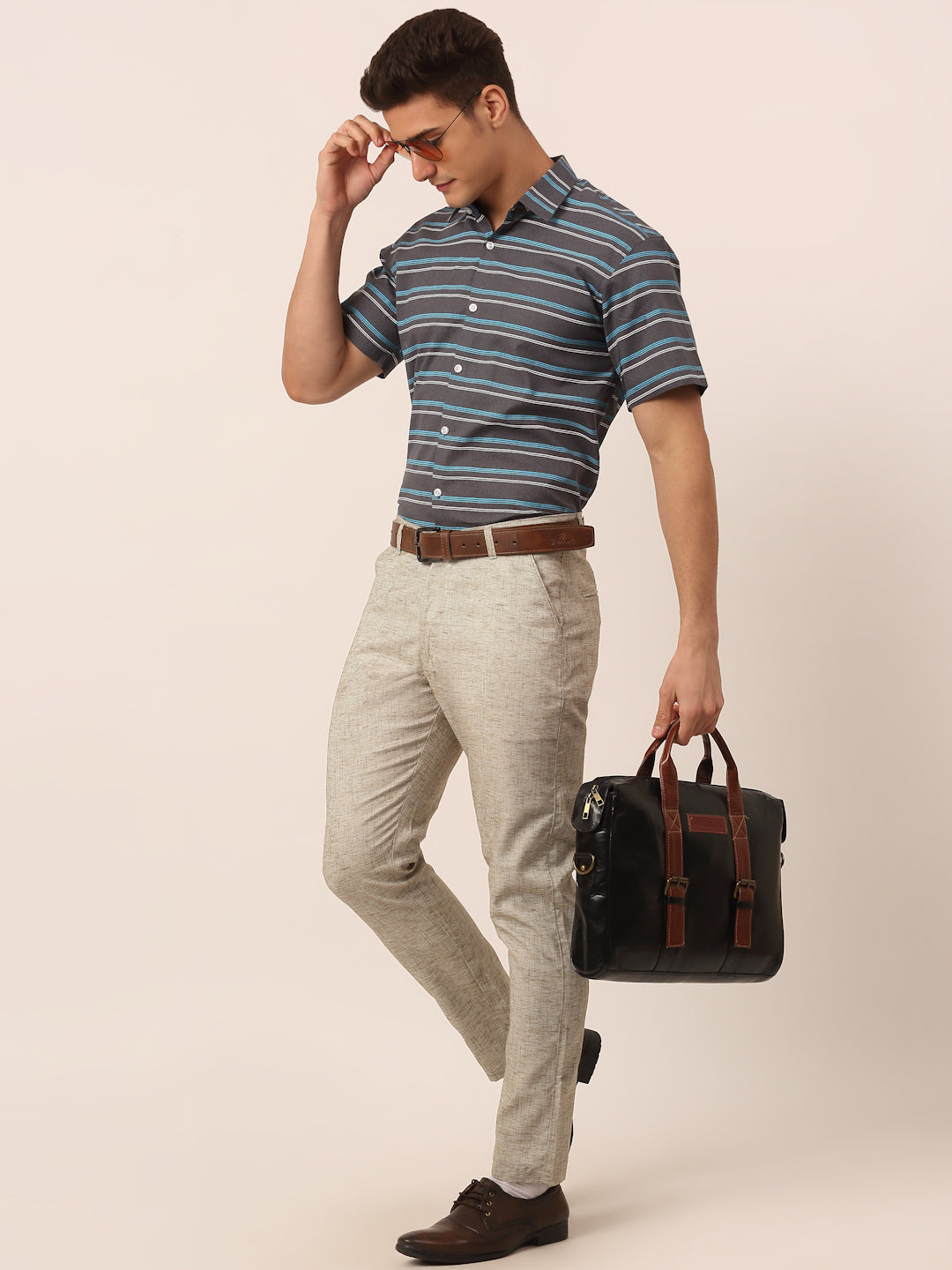 Jainish Men's Beige Linan Cotton Formal Trousers ( FGP 273 Beige ) | Grocsy