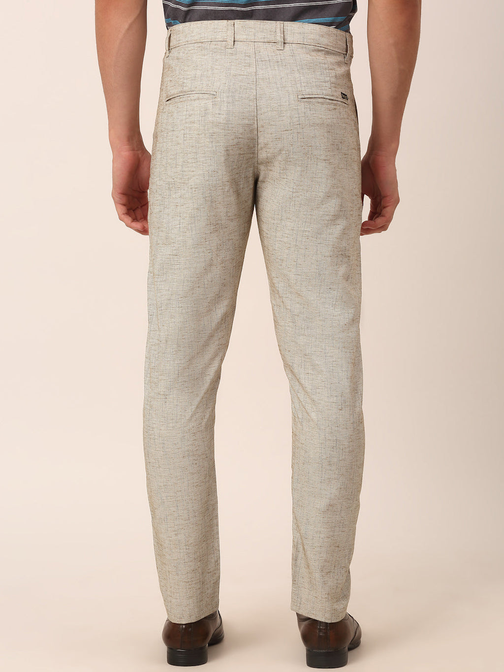 Jainish Men's Beige Linan Cotton Formal Trousers ( FGP 273 Beige ) | Grocsy