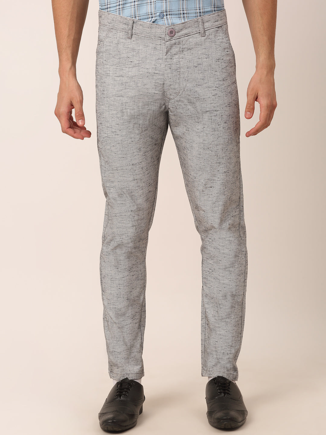 Jainish Men's Grey Linan Cotton Formal Trousers ( FGP 273 Grey ) | Grocsy