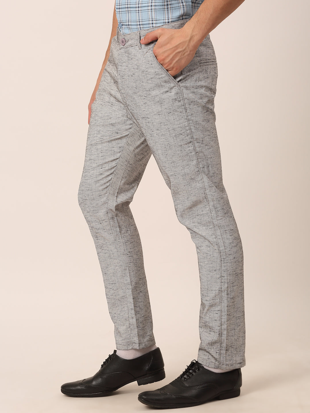 Jainish Men's Grey Linan Cotton Formal Trousers ( FGP 273 Grey ) | Grocsy
